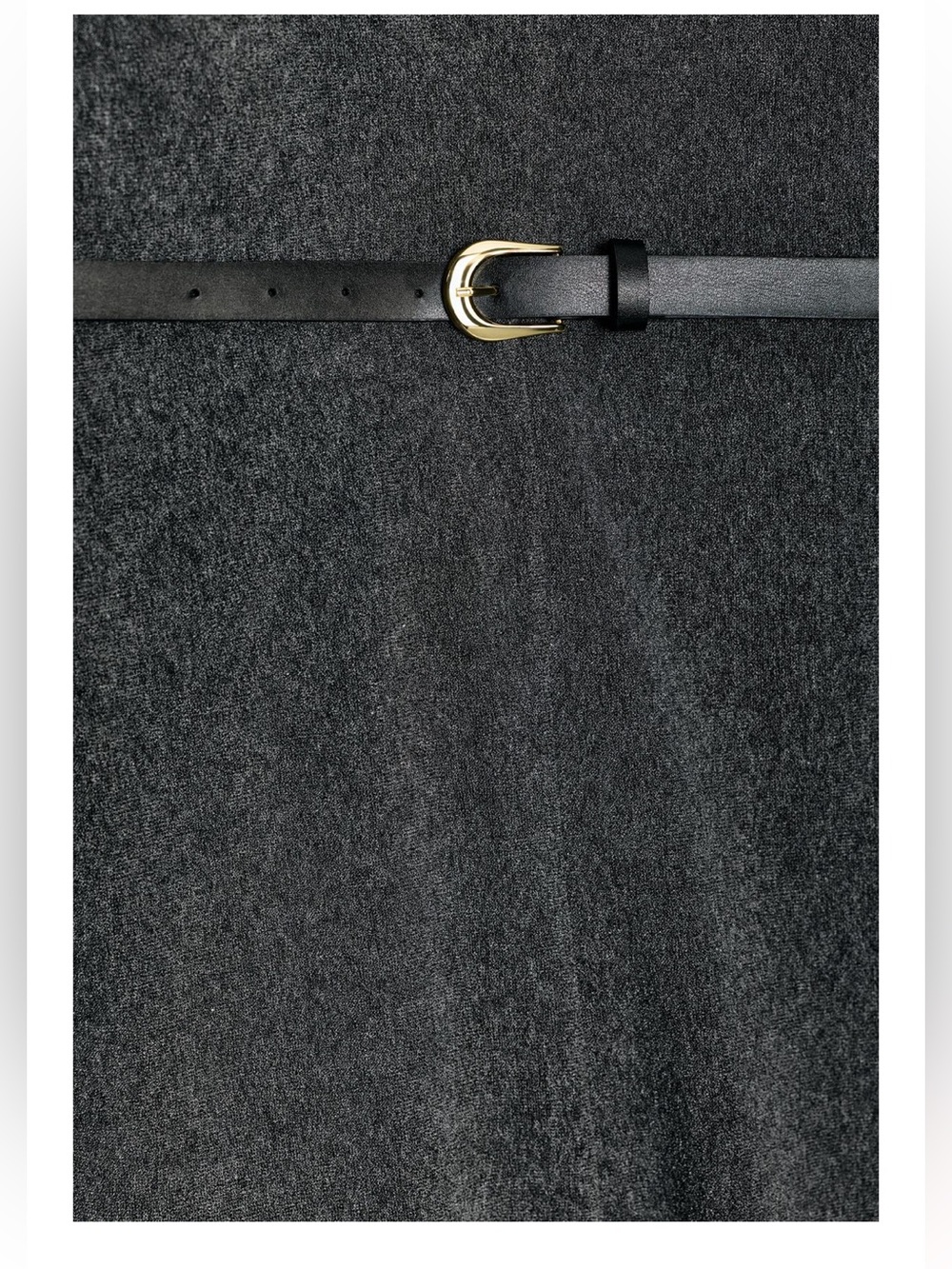 Zara Charcoal Gray Long-Sleeve Mini Dress with Slim Belt - Picture 6 of 8